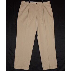 Brooks Brothers‎ Elliot Chino Mens 38x32 Khaki Pleated Cuffed Cotton Trousers